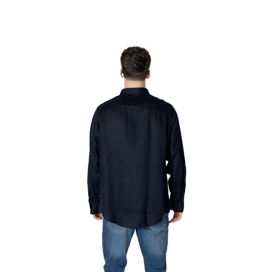 Armani Exchange Blue Linen Dress Shirt