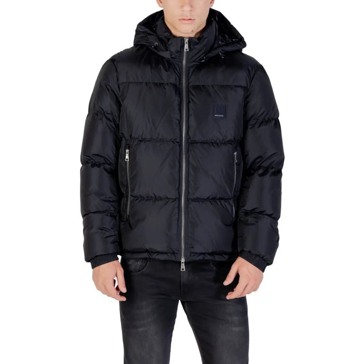 Armani Exchange Blue Polyamide Coat