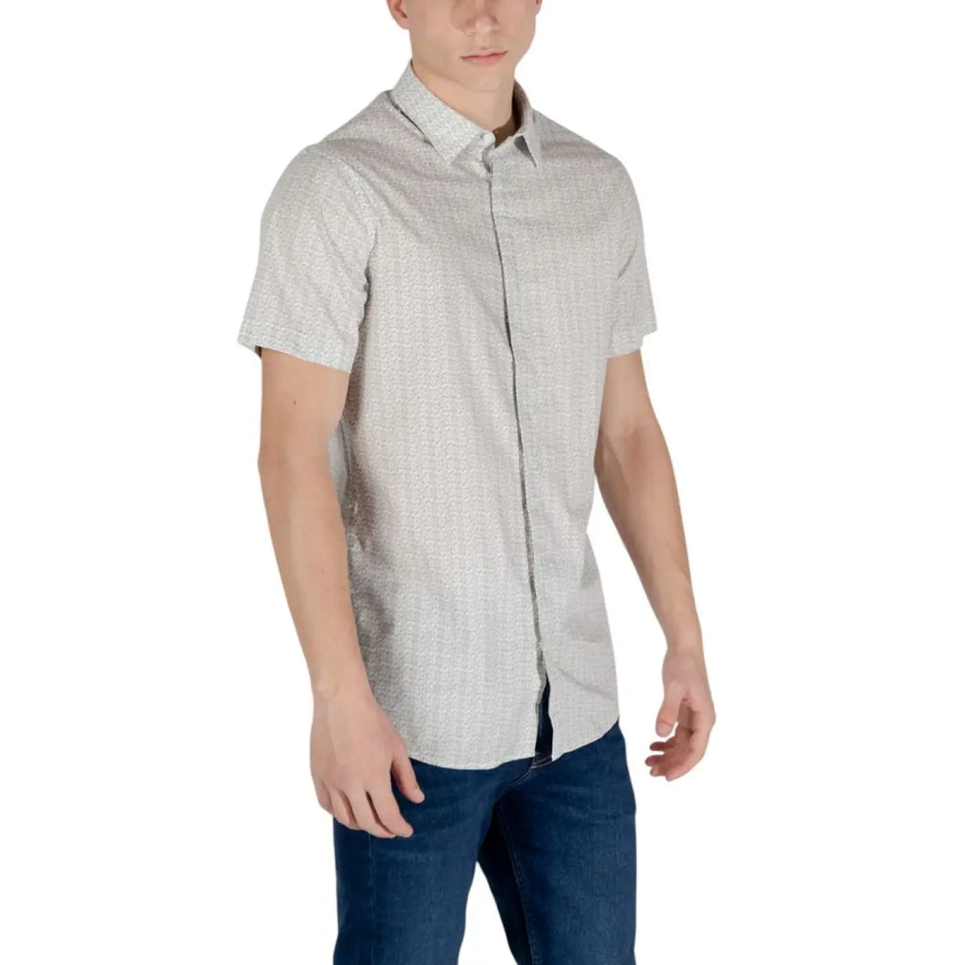 Armani Exchange Cream Cotton Shortsleeve Shirt