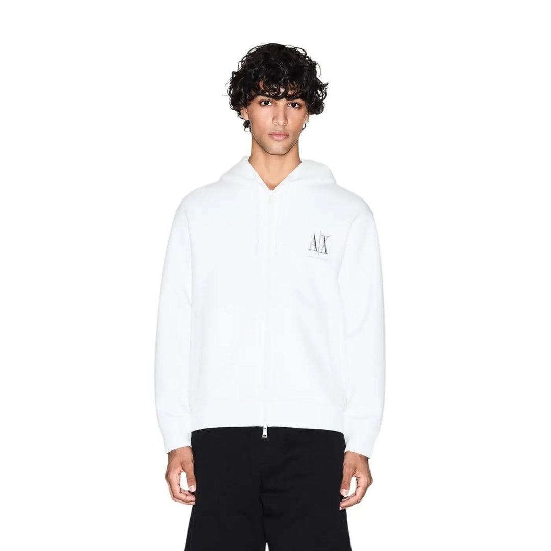 Armani Exchange White Cotton Hoodie