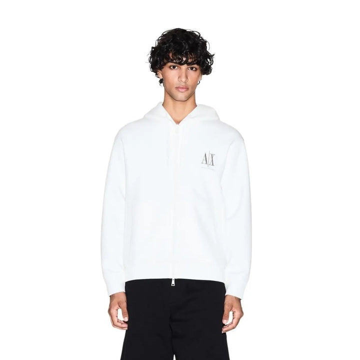 Armani Exchange White Cotton Hoodie