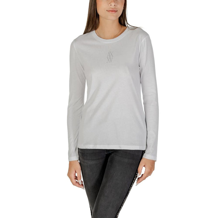 Armani Exchange - White Cotton Long Sleeve T-Shirt