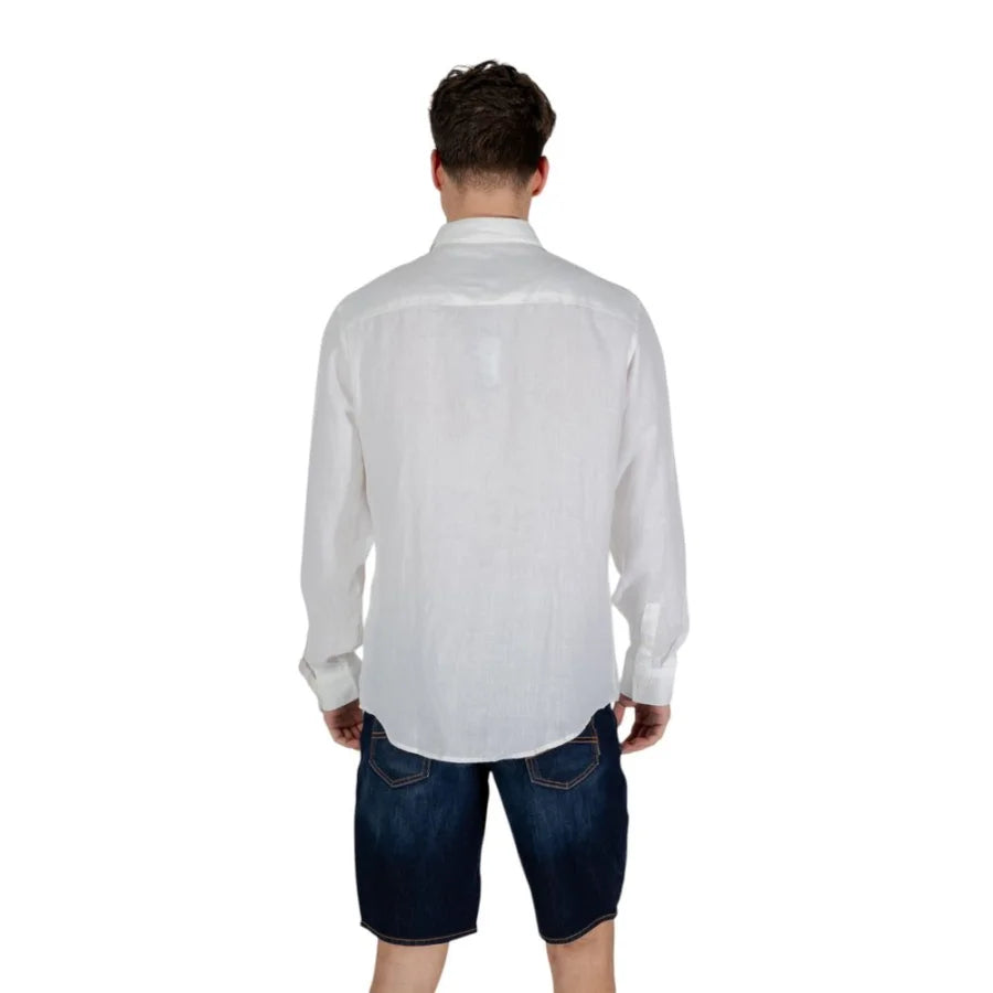 Armani Exchange White Linen Dress Shirt
