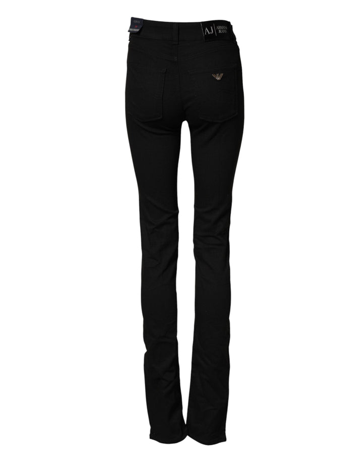 Armani Jeans Black Mid Waist Cotton Stretch Skinny Denim