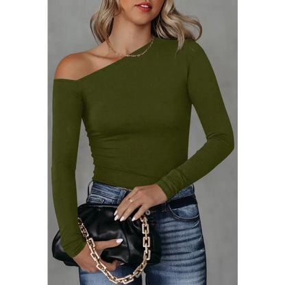 Elevate Your Look with the Asymmetrical Neck Long Sleeve Top Clothing Tops Trendsi