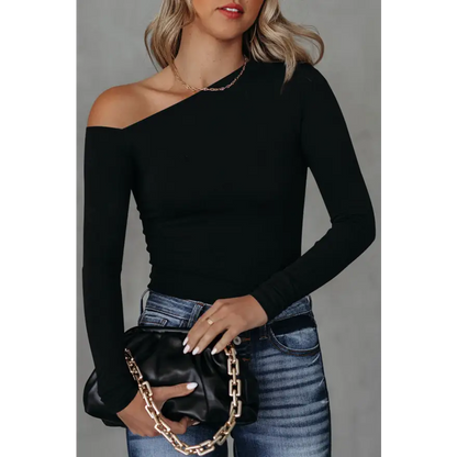 Elevate Your Look with the Asymmetrical Neck Long Sleeve Top Clothing Tops Trendsi