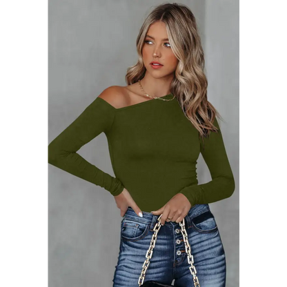 Elevate Your Look with the Asymmetrical Neck Long Sleeve Top Clothing Tops Trendsi