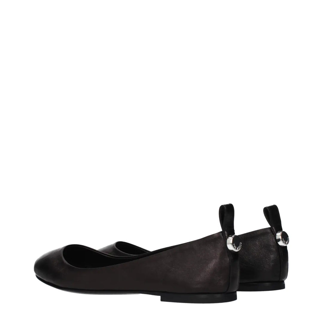 The Attico Black Leather Ballet Flats