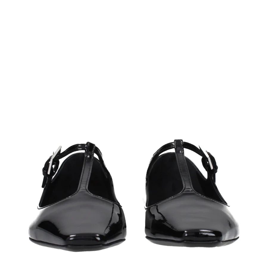 The Attico Black Leather Ballet Flats