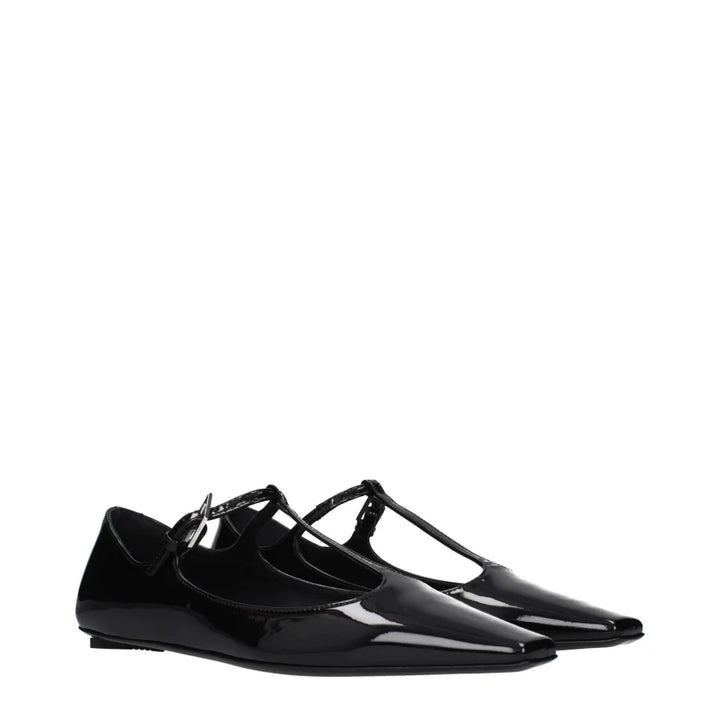 The Attico Black Leather Ballet Flats