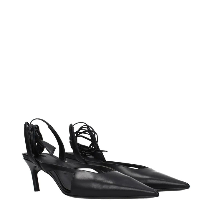 The Attico Black Leather High Heel Pumps