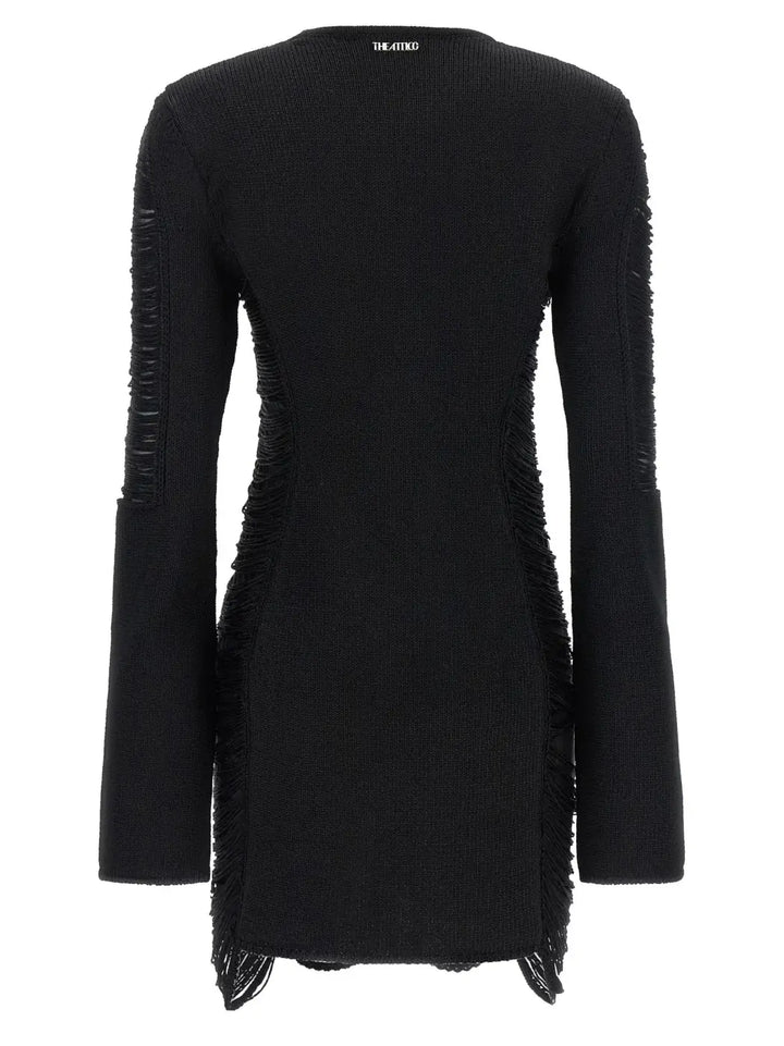 The Attico Black Viscose Short Dress