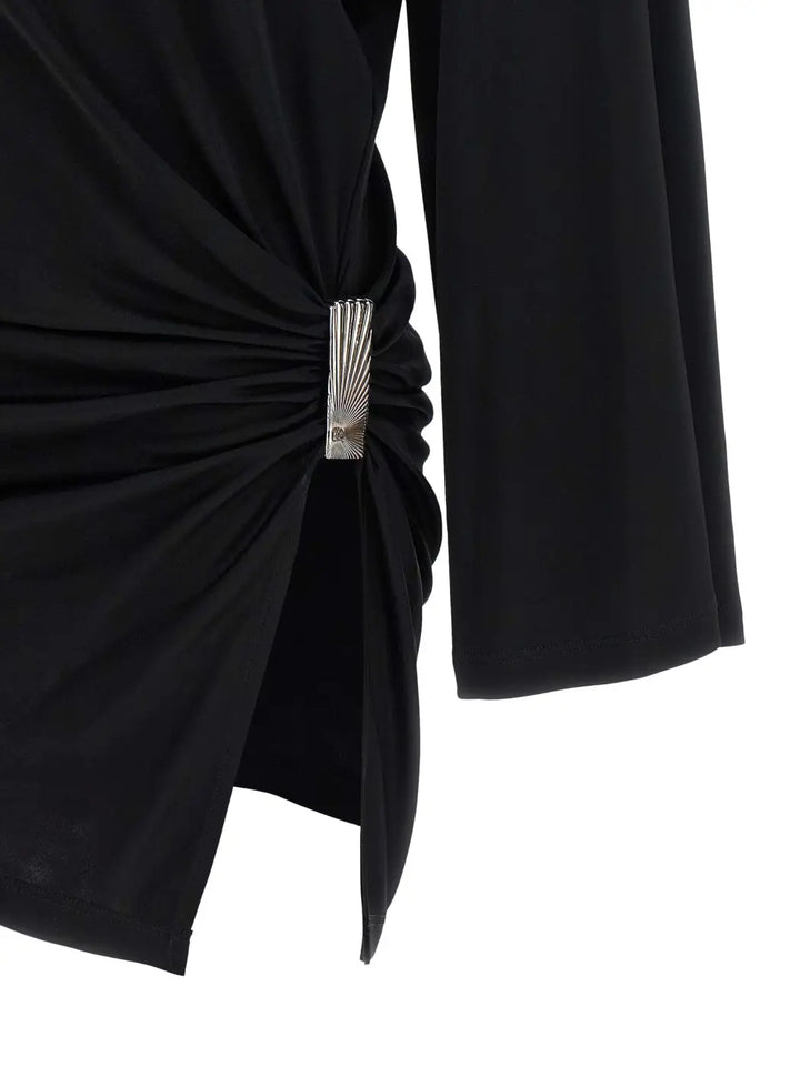 The Attico Black Viscose Short Dress