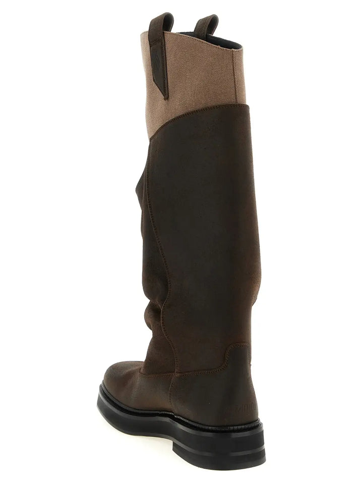 The Attico Brown Calf Leather Bos Taurus Over Knee