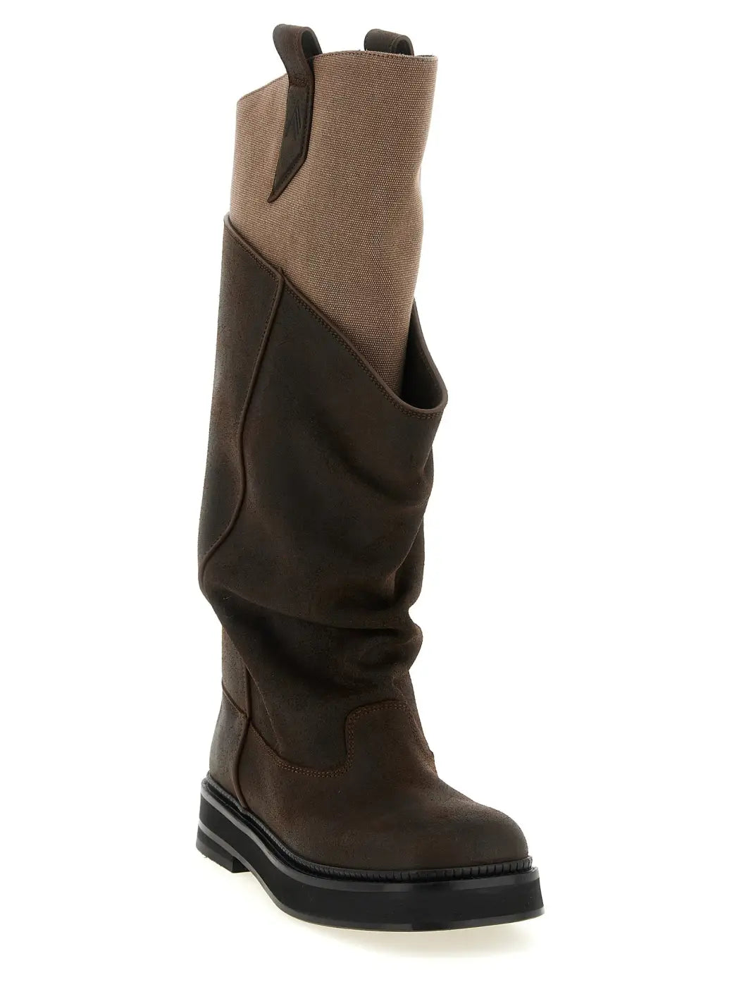 The Attico Brown Calf Leather Bos Taurus Over Knee