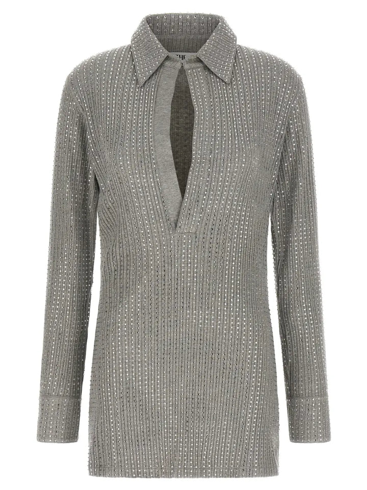 The Attico Gray Cotton Short Dress