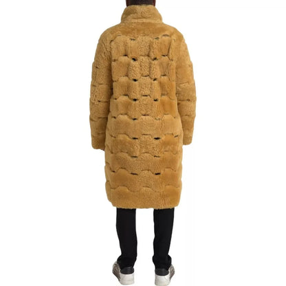 Authentic Bottega Veneta Yellow Shearling Wool Coat Jacket