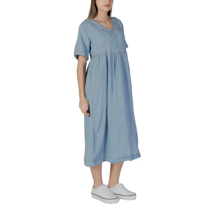 B.Young Light Blue Cotton Long Dress
