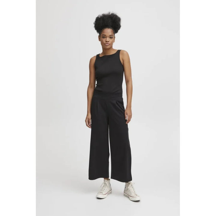 ICHI Black Recycled Polyester Flared Pants