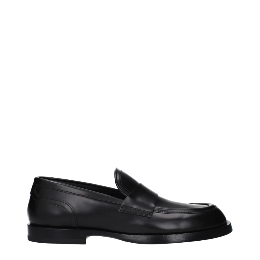 Dolce & Gabbana Black Leather Slip-On Loafers