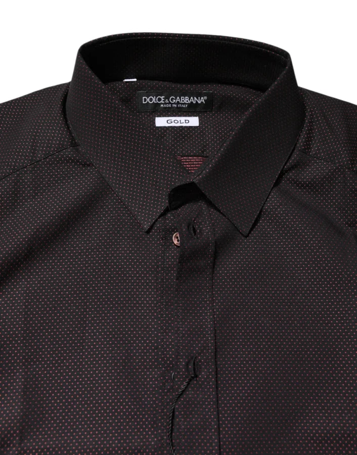 Dolce &amp; Gabbana Maroon Jacquard Cotton GOLD Men Dress Shirt