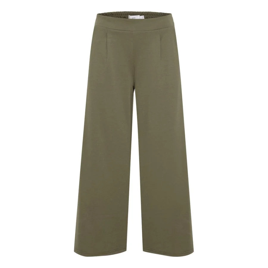 ICHI Green Recycled Polyester Flared Pants