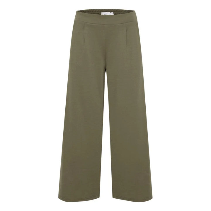 ICHI Green Recycled Polyester Flared Pants