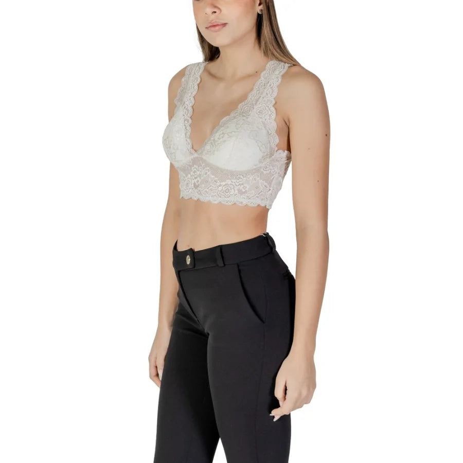 Only White Polyester Bra
