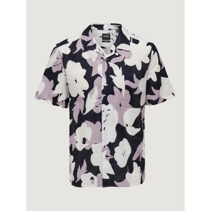Only & Sons Purple Linen Shortsleeve Shirt