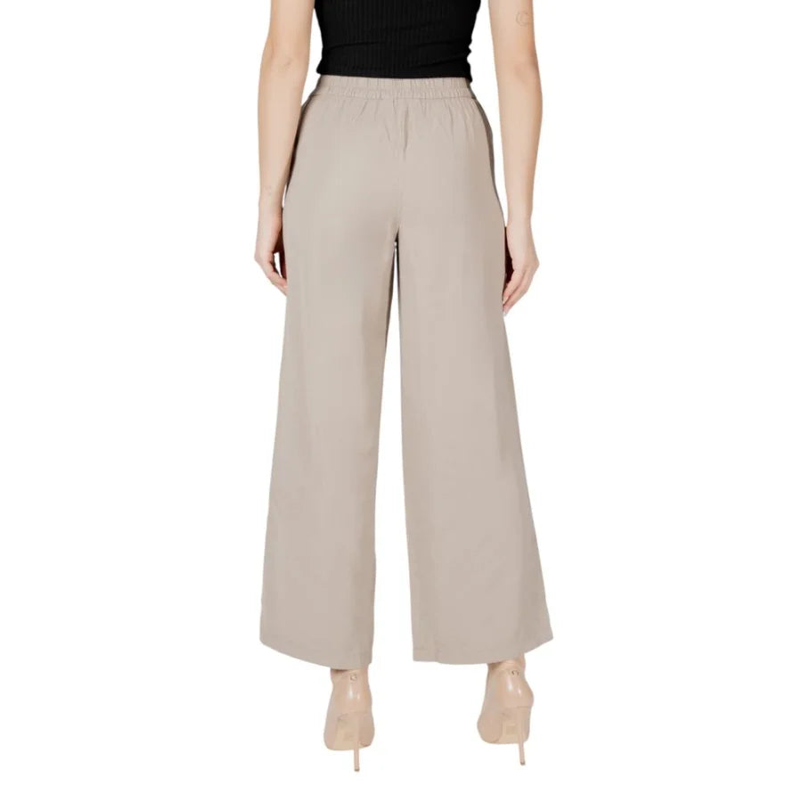 Only Beige Viscose Casual Pants