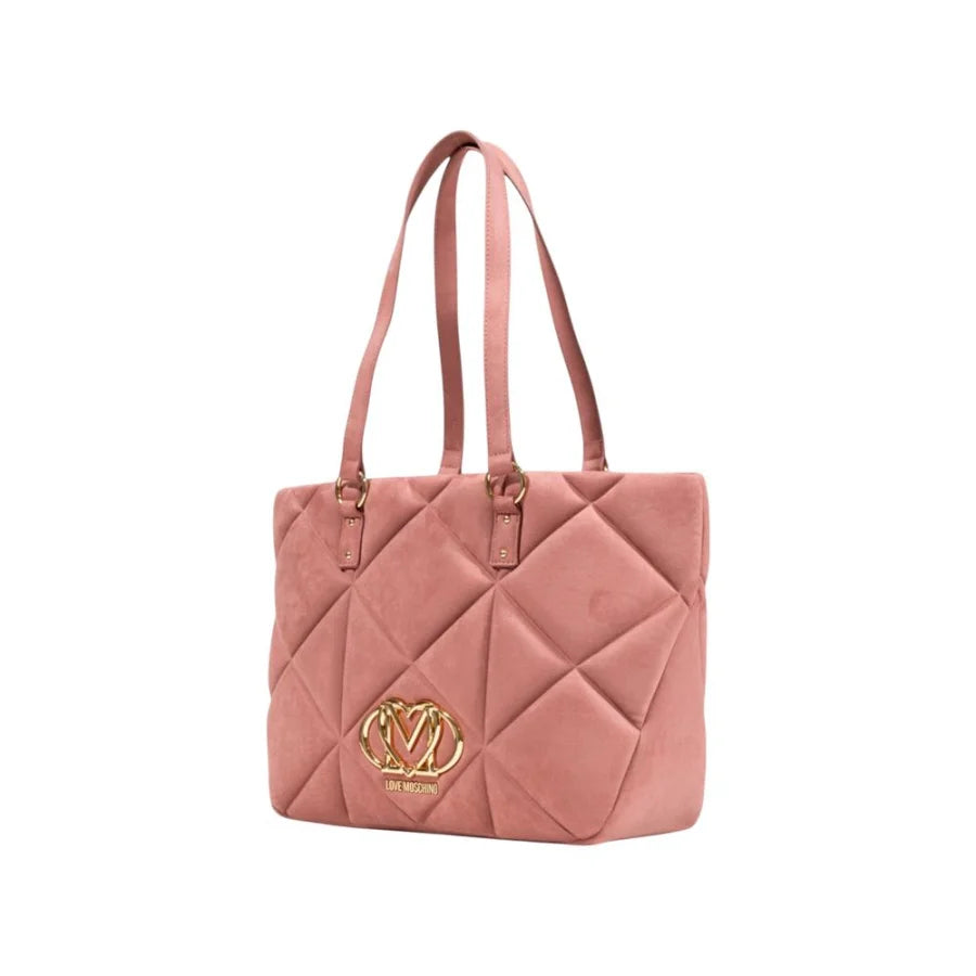 Love Moschino Pink Suede Leather Handbag