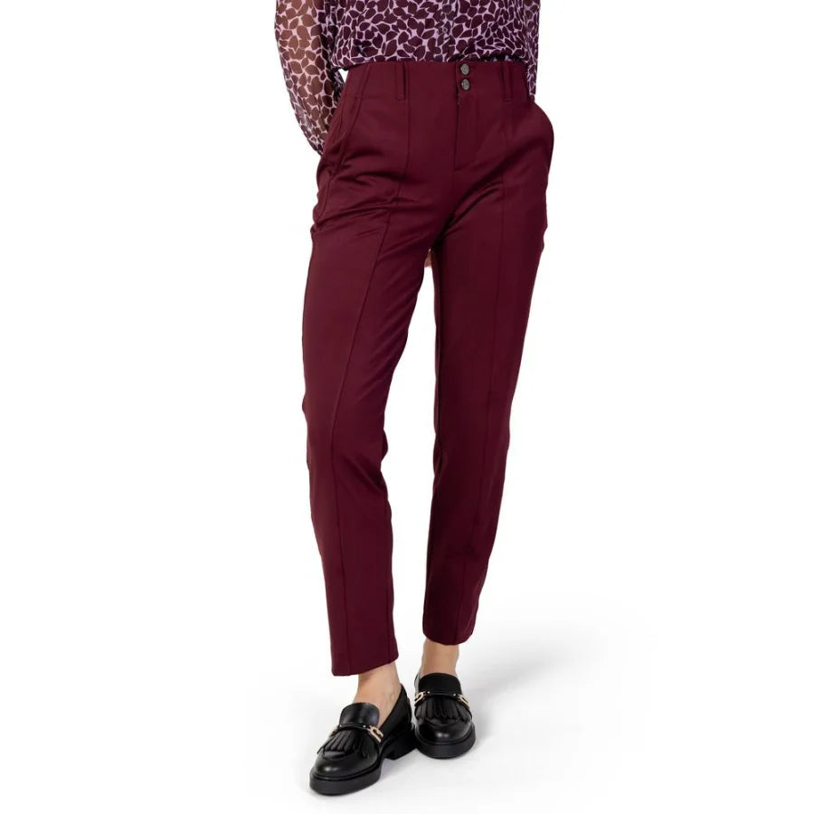 Street One Bordeaux Polyester Chino Pants