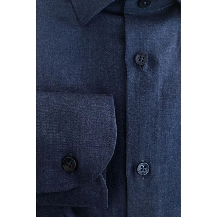 Baldinini Trend Blue Cotton Men Shirt