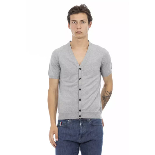 Baldinini Trend Gray Cotton Men Sweater