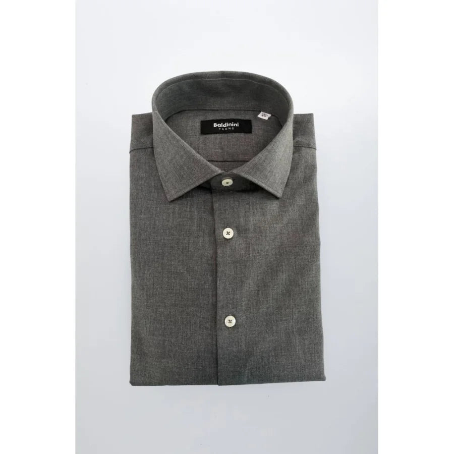 Baldinini Trend Gray Cotton Men’s Shirt