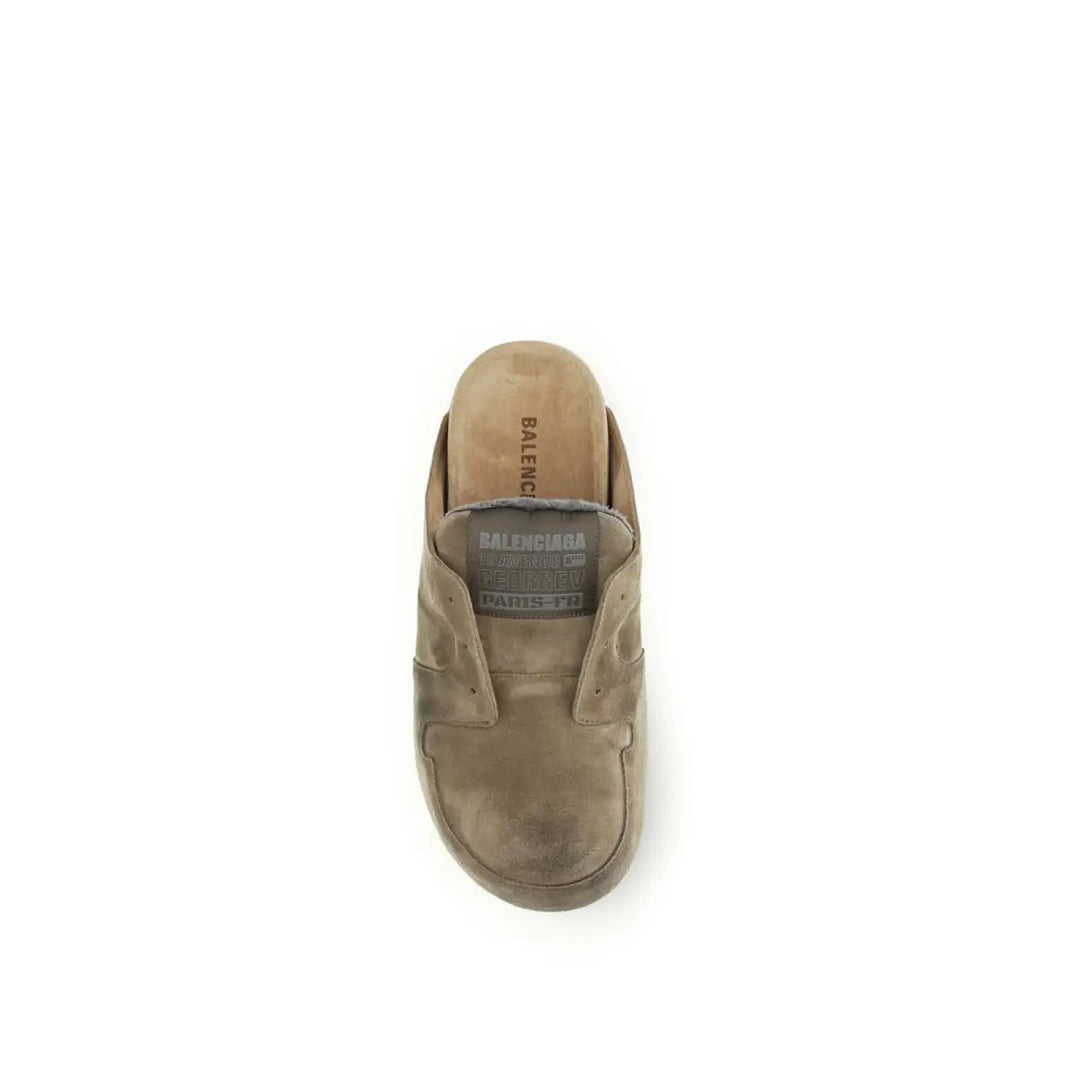Balenciaga Beige Calf Leather Bos Taurus Mules