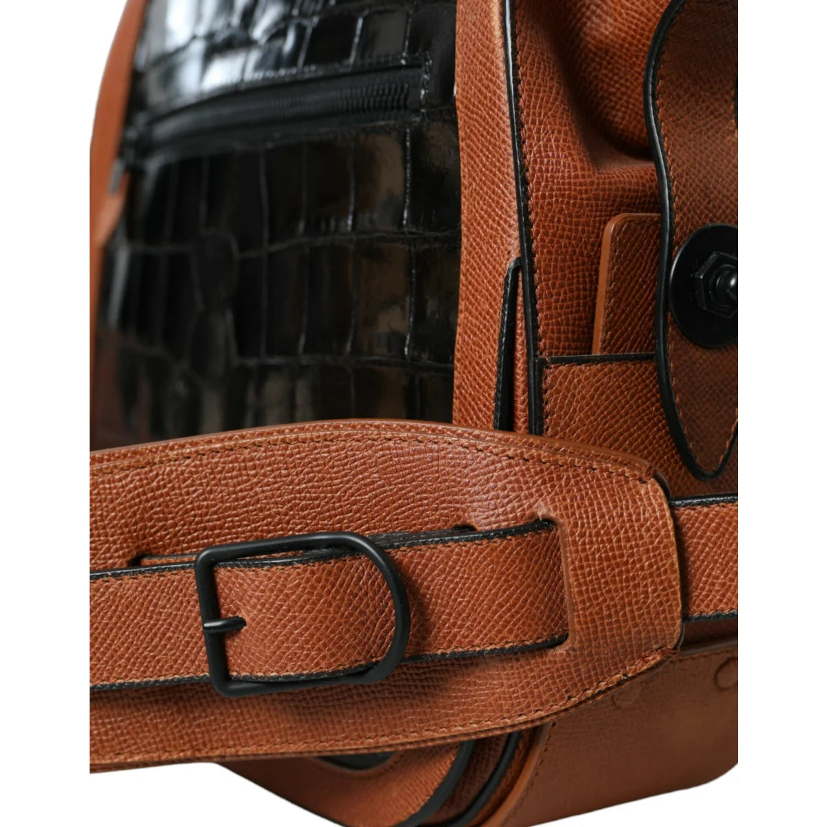 Balenciaga Black Brown Exotic Skin Crossbody Bag