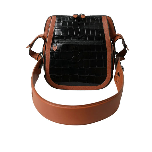 Balenciaga Black Brown Exotic Skin Crossbody Bag