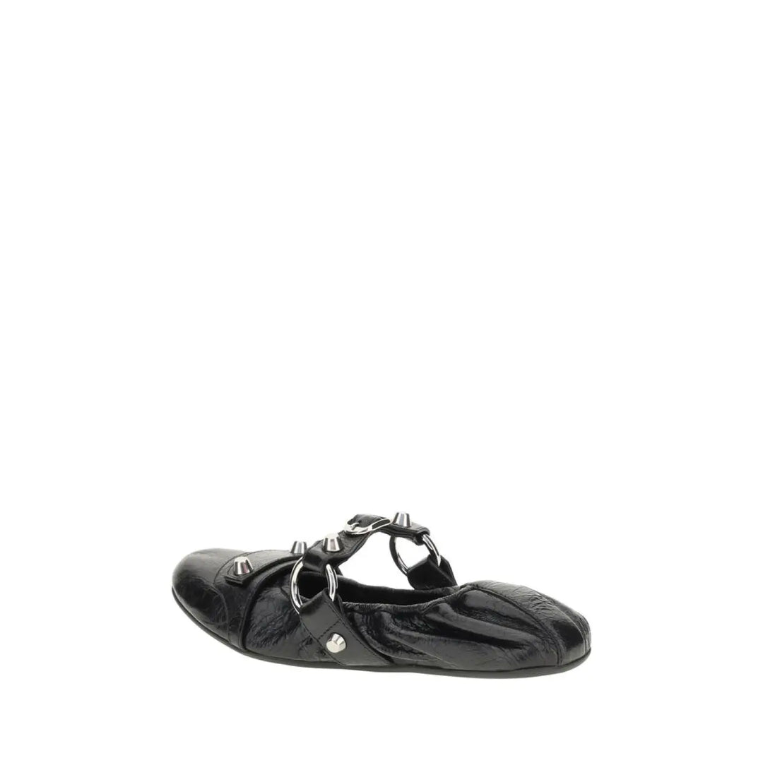 Balenciaga Black Calf Leather Bos Taurus Ballet Flats