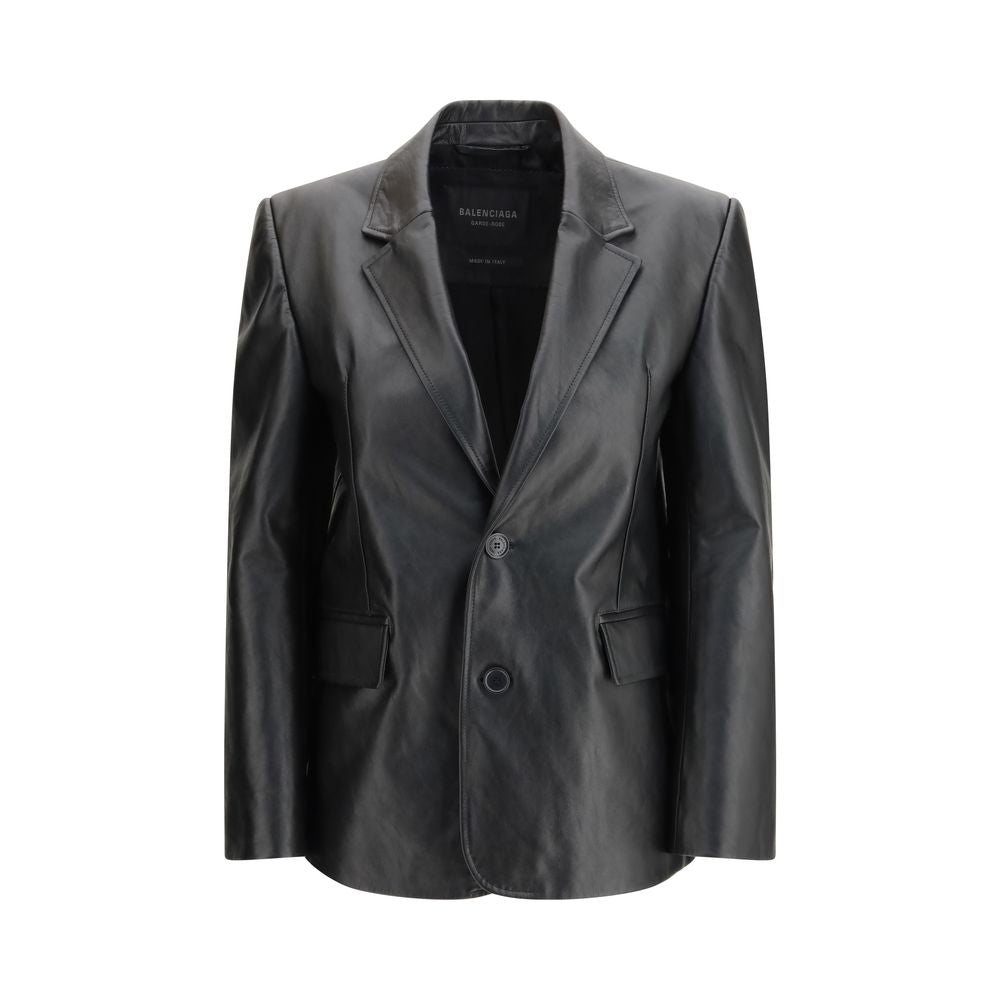 Balenciaga Coats &amp; Jackets - Black Calf Leather Bos Taurus Jacket