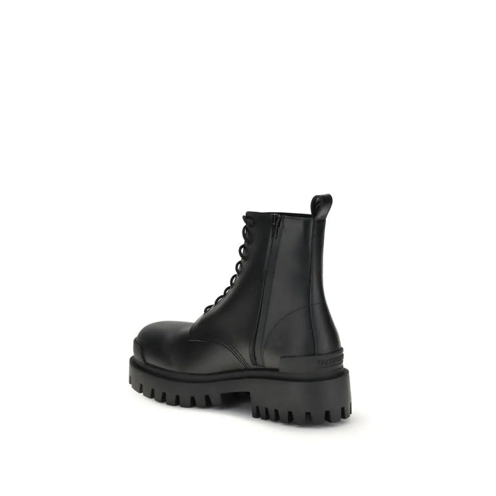 Balenciaga Black Calf Leather Bos Taurus Lace-up Boots
