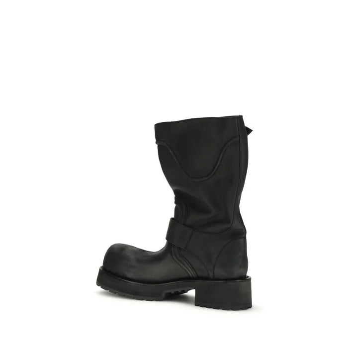 Balenciaga Black Calf Leather Bos Taurus Lace-Up Boots