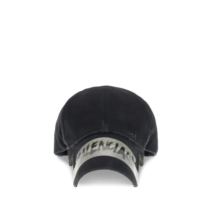 Balenciaga Black Cotton Cap (Baseball Hat)