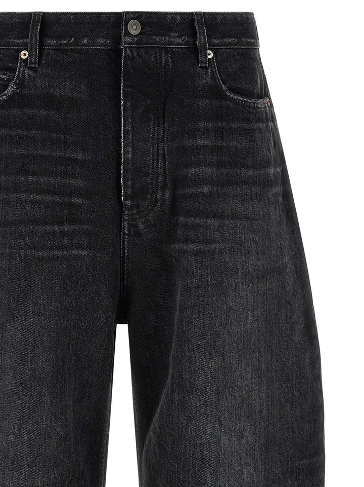 Balenciaga Black Cotton Cropped Jeans