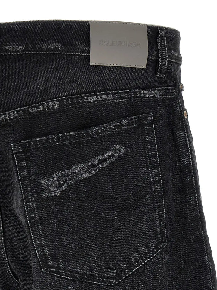 Balenciaga Black Cotton Cropped Jeans