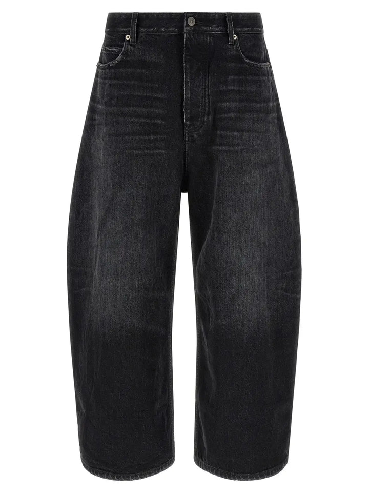 Balenciaga Black Cotton Cropped Jeans