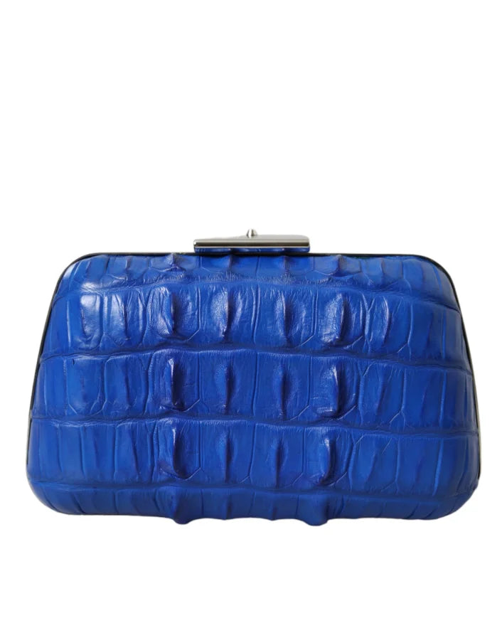 Balenciaga - Blue Exotic Skin Leather Shoulder Crossbody Box Clutch Bag