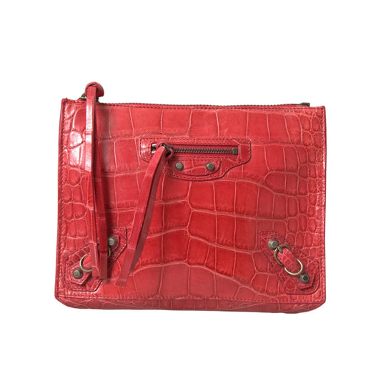 Balenciaga Exotic Red Alligator Clutch Luxury Unleashed