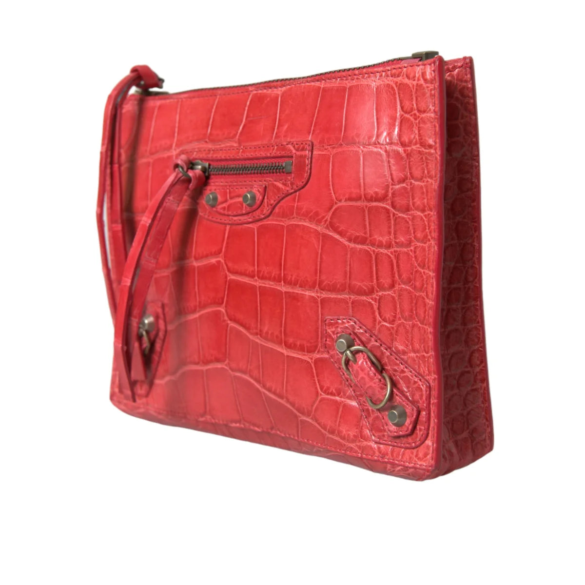 Balenciaga Exotic Red Alligator Clutch Luxury Unleashed