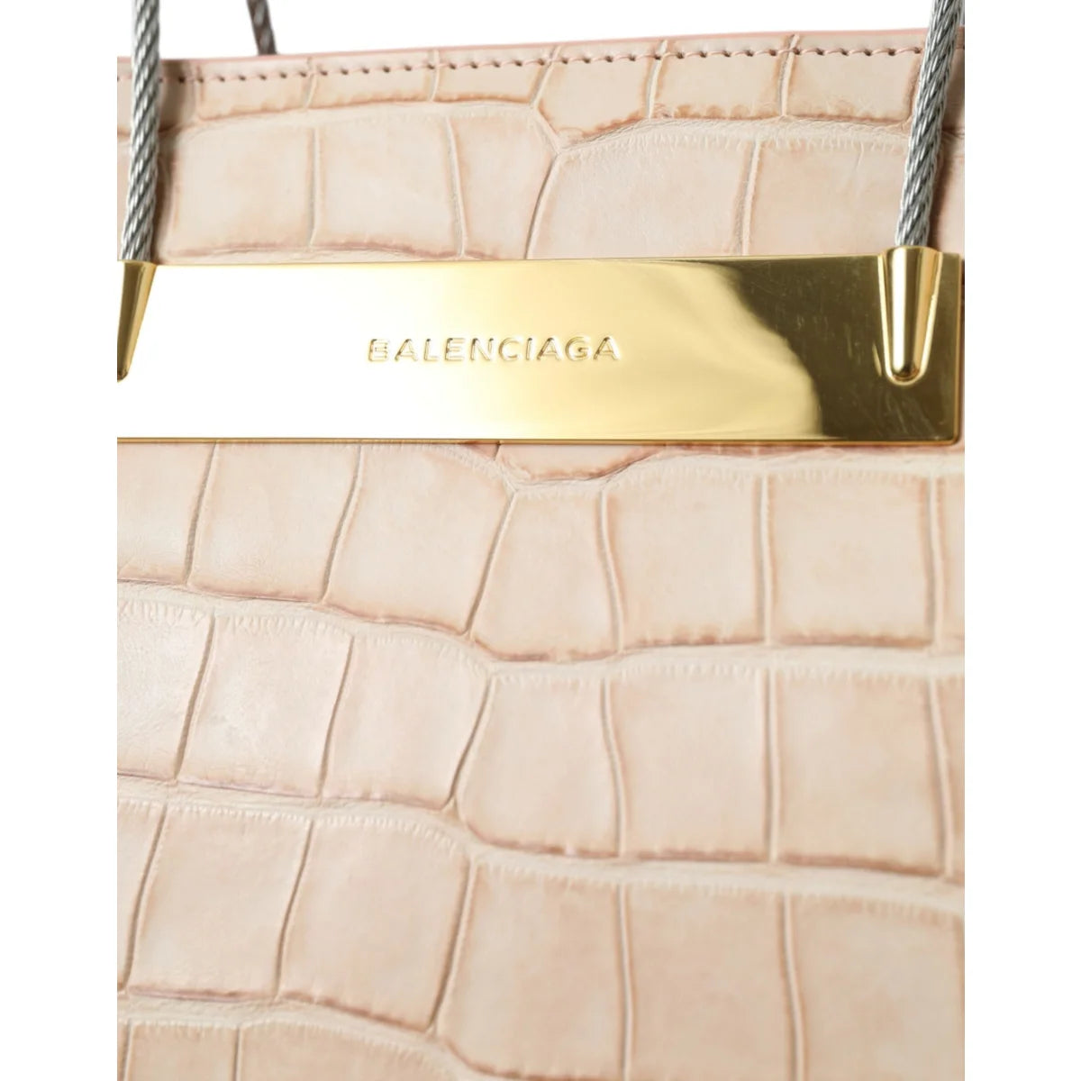 Balenciaga Pink Alligator Shopper Tote with Zipper Closure